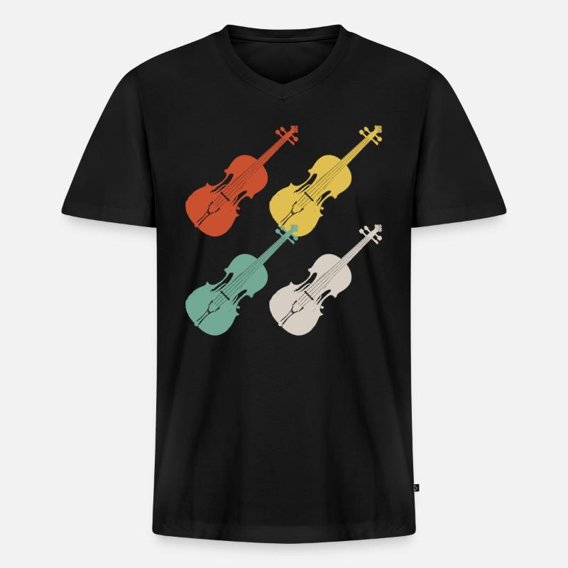 Violon violon violon - T-shirt encolure en V Premium bio Homme - noir