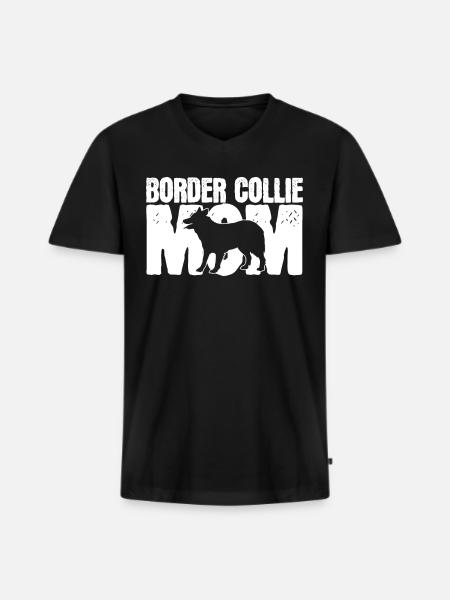 Border Collie mother - Men's Premium Organic T-shirt with V-neck - black