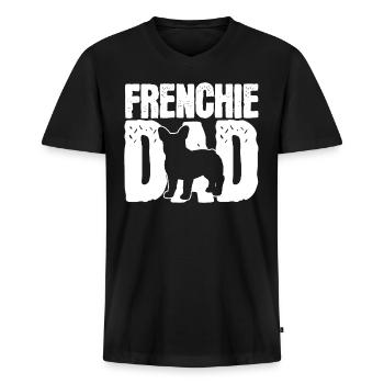 French bulldog - Men's Premium Organic T-shirt with V-neck - black - Front - Nico (187cm)