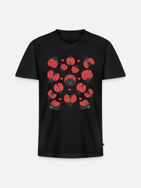 ladybug - Men's Premium Organic T-shirt with V-neck - black