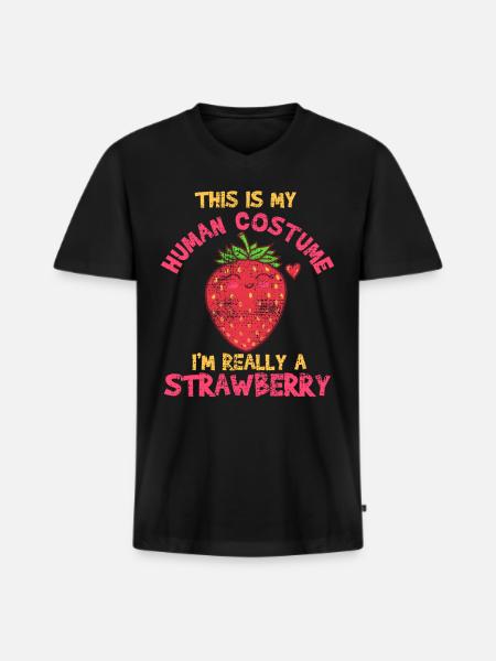 Strawberry. Human Costume - Men's Premium Organic T-shirt with V-neck - black