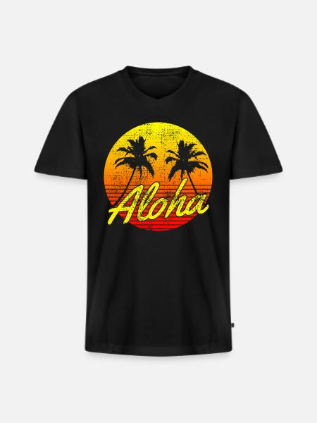 Aloha - Men's Premium Organic T-shirt with V-neck - black