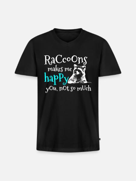 raton laveur - T-shirt encolure en V Premium bio Homme - noir