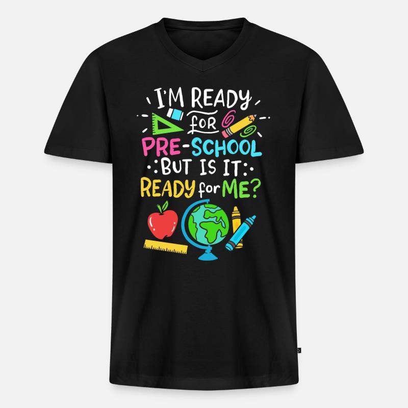 Vorschule - Männer Premium Bio T-Shirt mit V-Ausschnitt - Schwarz