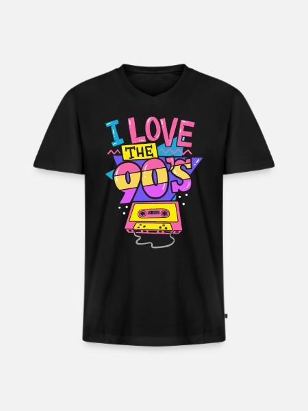 90s music - Men's Premium Organic T-shirt with V-neck - black
