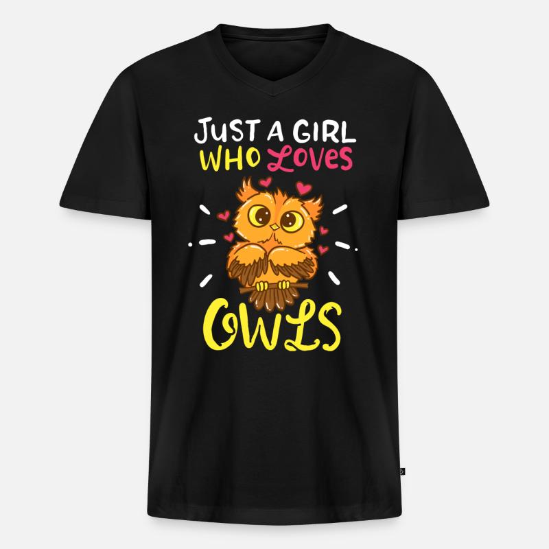 Owl - Männer Premium Bio T-Shirt mit V-Ausschnitt - Schwarz