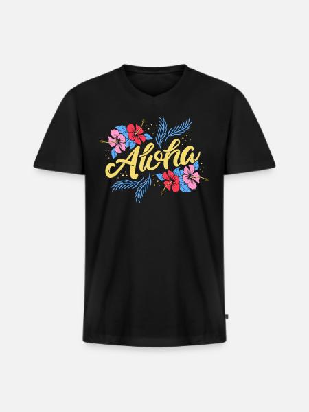 Aloha - Men's Premium Organic T-shirt with V-neck - black