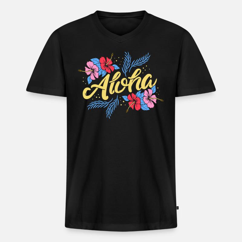 Aloha - Männer Premium Bio T-Shirt mit V-Ausschnitt - Schwarz