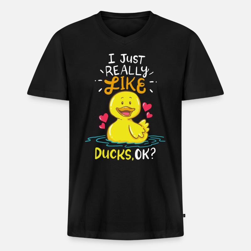Ente - Männer Premium Bio T-Shirt mit V-Ausschnitt - Schwarz