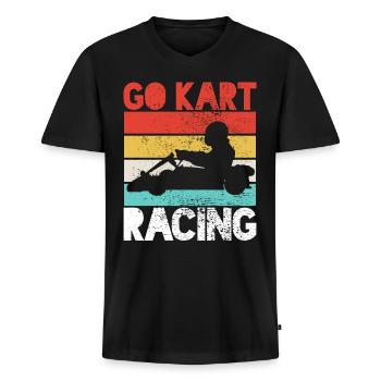 Kart Racing Kart Racing Kart Racing - Männer Premium Bio T-Shirt mit V-Ausschnitt - Schwarz - Vorne - Nico (187cm)