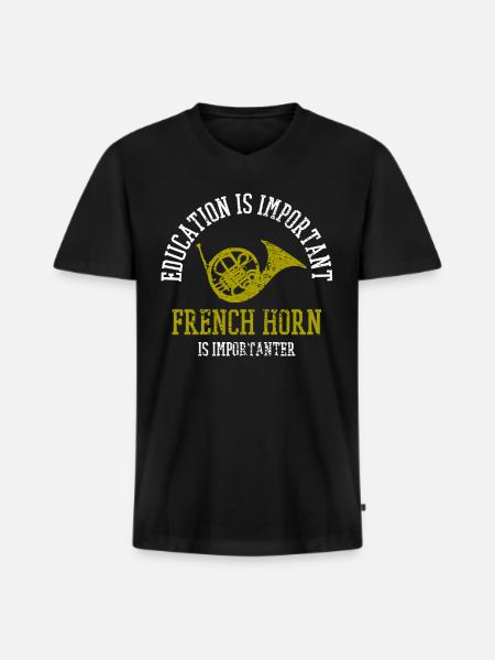 Waldhorninstrument - Männer Premium Bio T-Shirt mit V-Ausschnitt - Schwarz