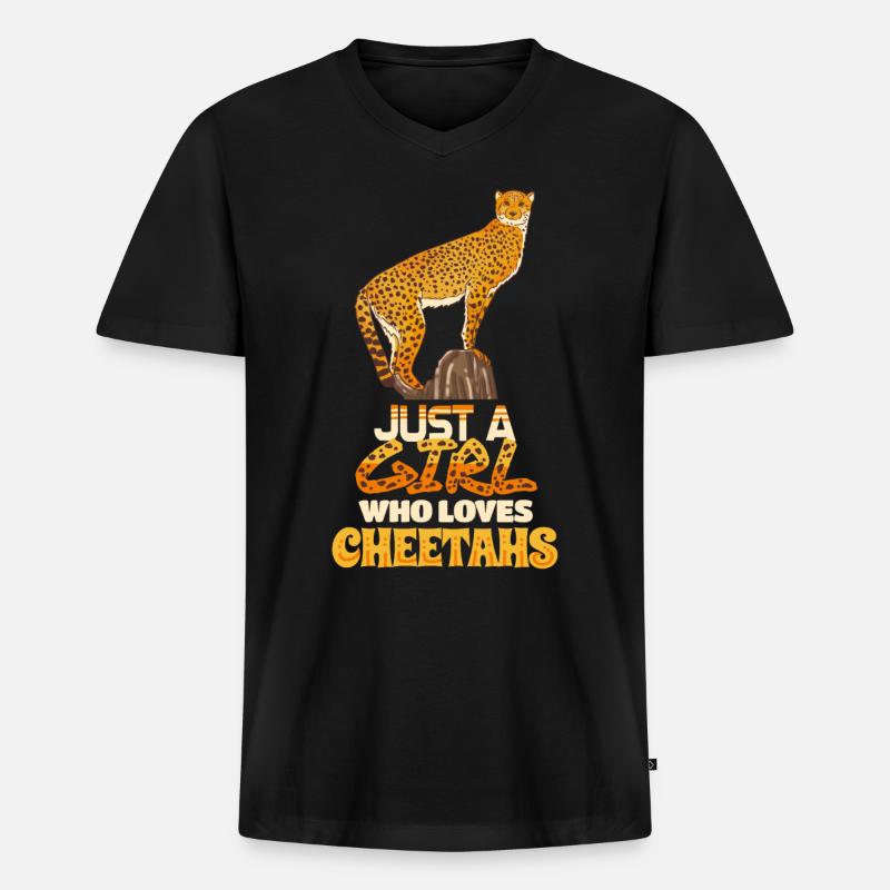 Gepard - Männer Premium Bio T-Shirt mit V-Ausschnitt - Schwarz