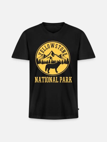 Yellowstone - Men's Premium Organic T-shirt with V-neck - black