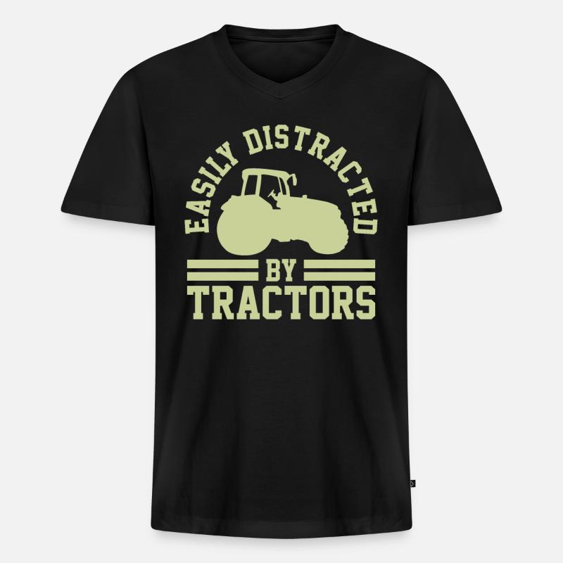Traktoren - Männer Premium Bio T-Shirt mit V-Ausschnitt - Schwarz