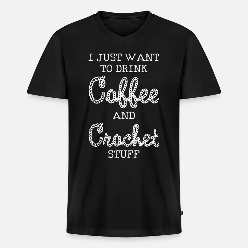 crochet - Männer Premium Bio T-Shirt mit V-Ausschnitt - Schwarz