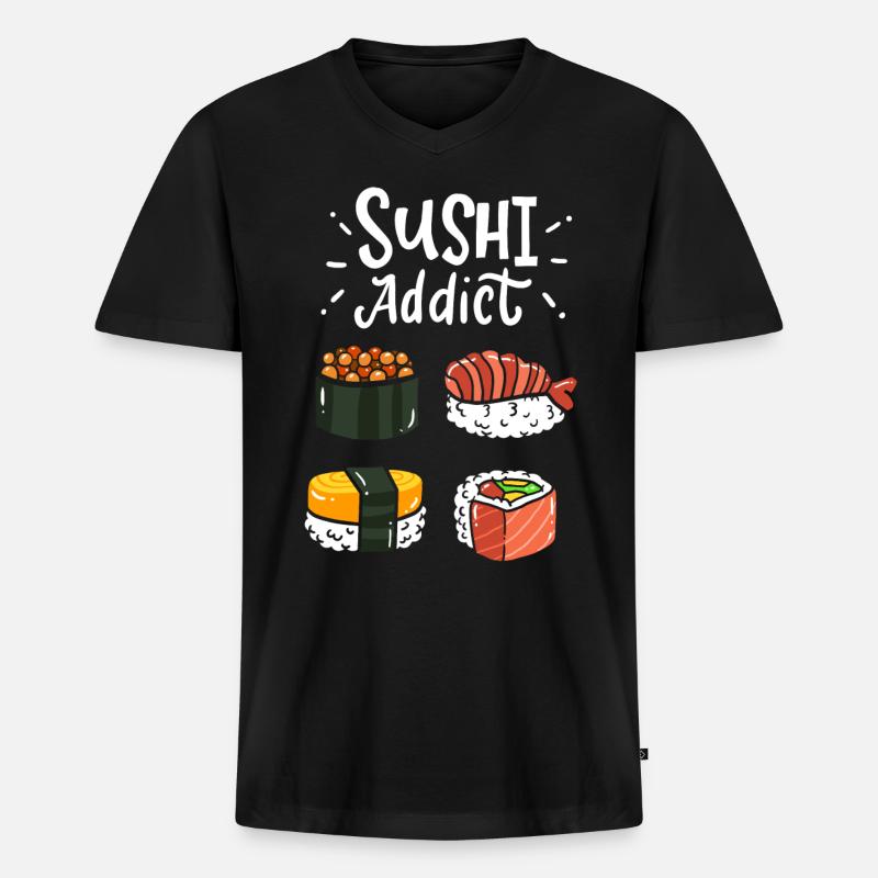 Sushi - Männer Premium Bio T-Shirt mit V-Ausschnitt - Schwarz