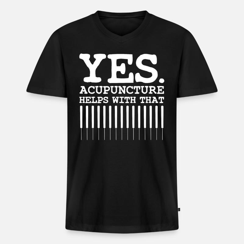 Akupunktur - Männer Premium Bio T-Shirt mit V-Ausschnitt - Schwarz