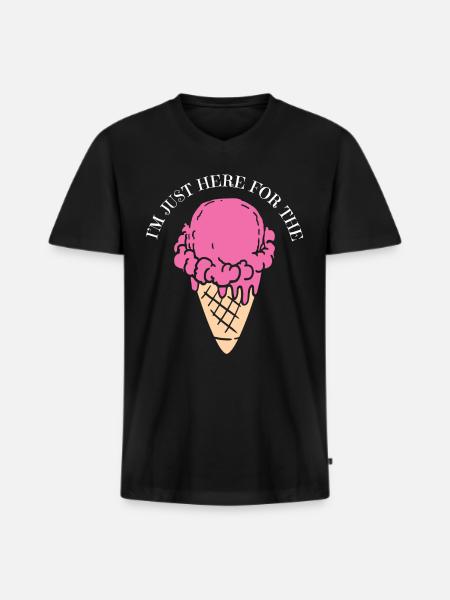 crème glacée - T-shirt encolure en V Premium bio Homme - noir