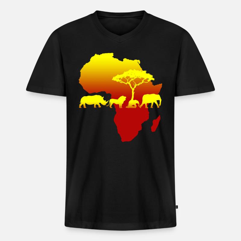 Africa - Männer Premium Bio T-Shirt mit V-Ausschnitt - Schwarz