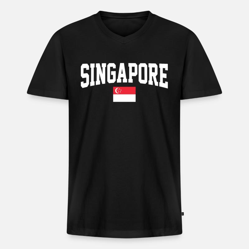 Singapur - Männer Premium Bio T-Shirt mit V-Ausschnitt - Schwarz