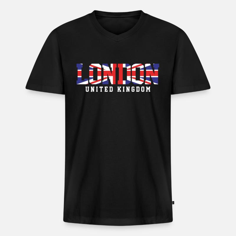 London - Männer Premium Bio T-Shirt mit V-Ausschnitt - Schwarz