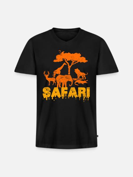 Safari-Tour - Männer Premium Bio T-Shirt mit V-Ausschnitt - Schwarz