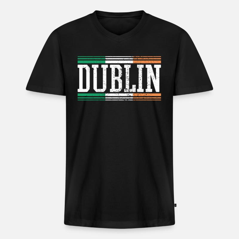 Dublin Irland - Männer Premium Bio T-Shirt mit V-Ausschnitt - Schwarz