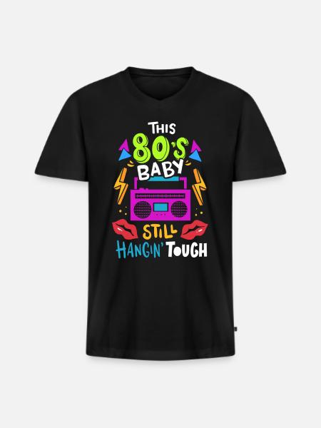 80s baby - Men's Premium Organic T-shirt with V-neck - black
