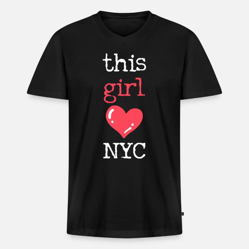 New York - Männer Premium Bio T-Shirt mit V-Ausschnitt - Schwarz