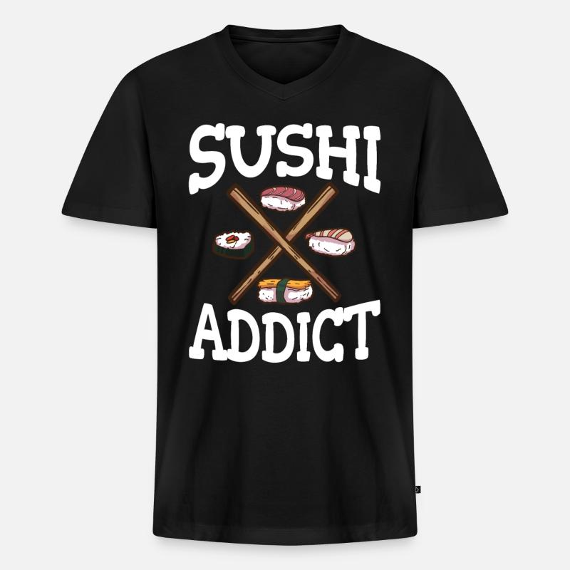 Sushi - Männer Premium Bio T-Shirt mit V-Ausschnitt - Schwarz