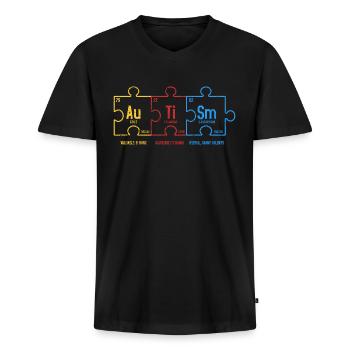 autisme - Mannen Premium Bio T-shirt met V-hals - zwart - Voor - Nico (187cm)