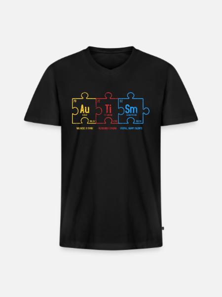 autism - Men's Premium Organic T-shirt with V-neck - black