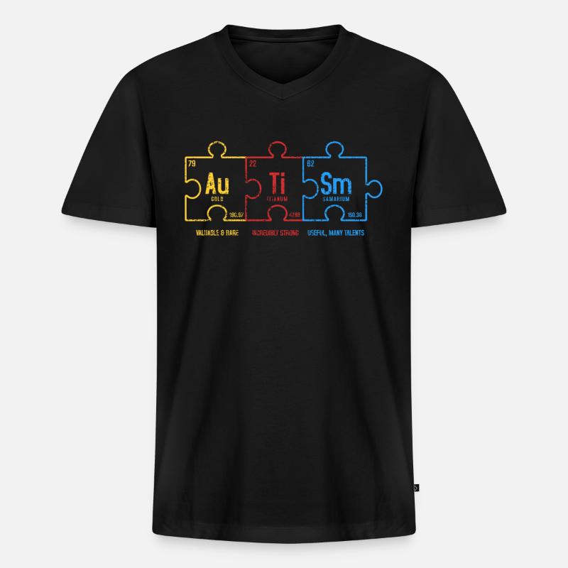 Autismus - Männer Premium Bio T-Shirt mit V-Ausschnitt - Schwarz
