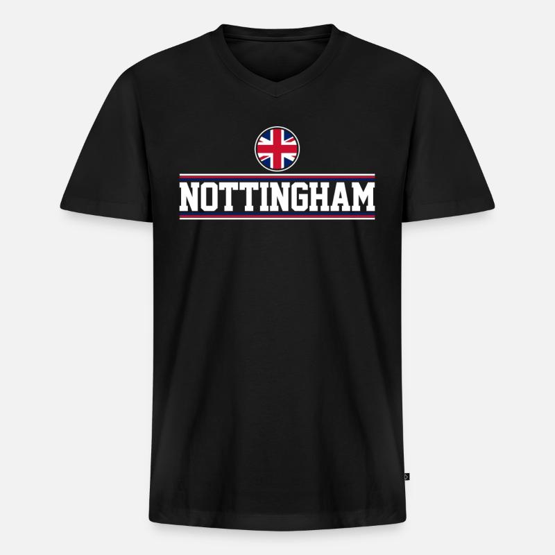 Nottingham - Männer Premium Bio T-Shirt mit V-Ausschnitt - Schwarz