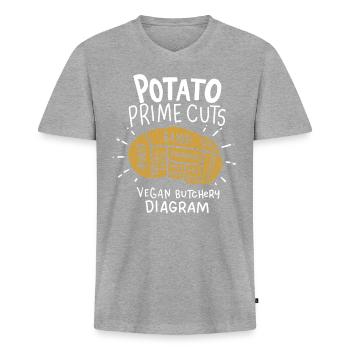 Vegan potato - Men's Premium Organic T-shirt with V-neck - heather grey - Front