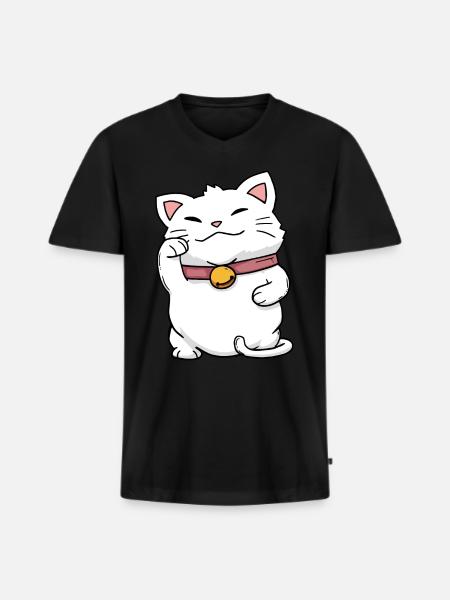 Neko Kawaii Maneki Maneki - Men's Premium Organic T-shirt with V-neck - black