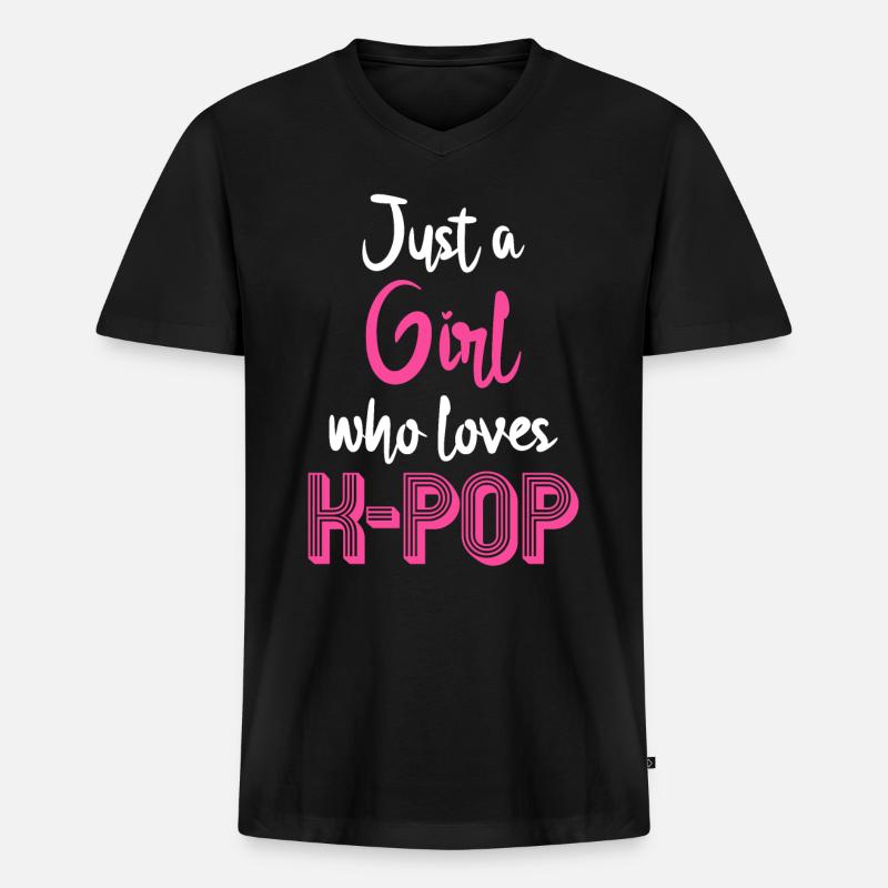 K-Pop - Männer Premium Bio T-Shirt mit V-Ausschnitt - Schwarz