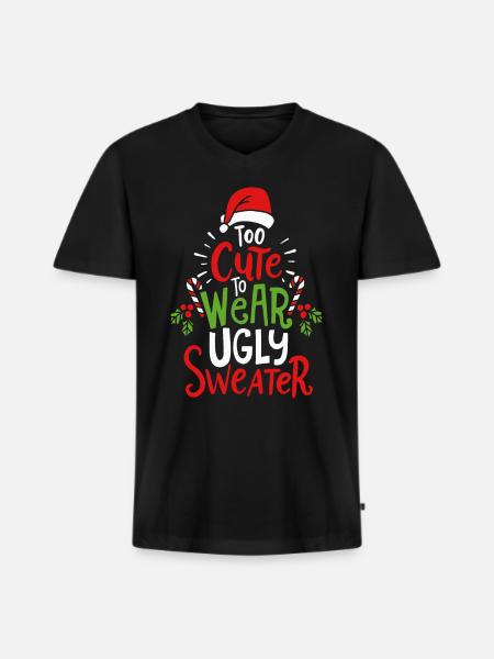 Hässlicher Weihnachtspullover - Männer Premium Bio T-Shirt mit V-Ausschnitt - Schwarz