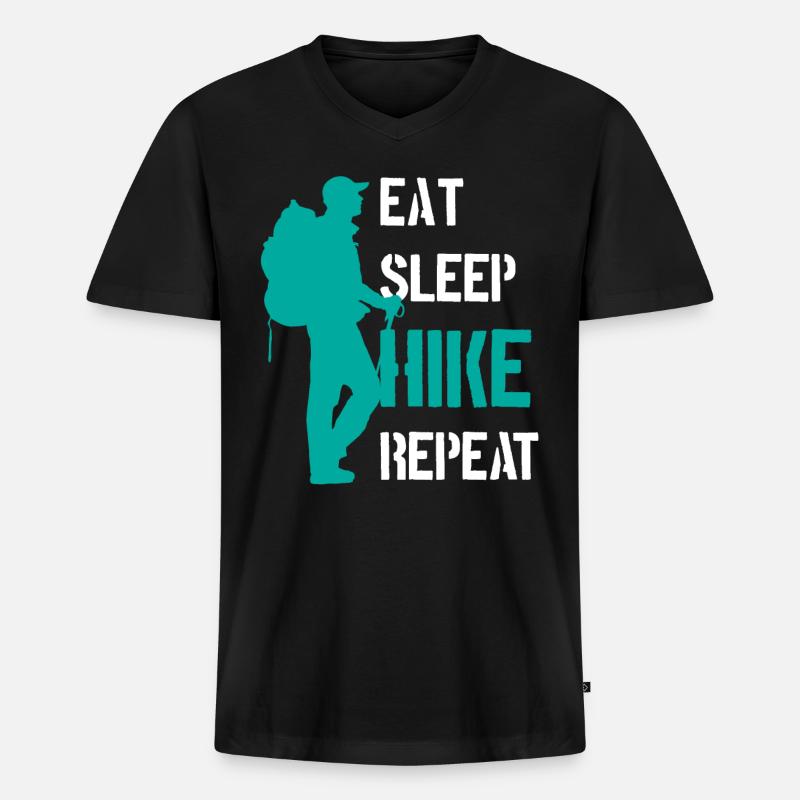 Wandern - Männer Premium Bio T-Shirt mit V-Ausschnitt - Schwarz