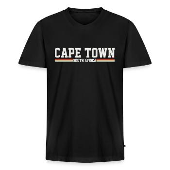 Cape Town South Africa - Men's Premium Organic T-shirt with V-neck - black - Front - Nico (187cm)