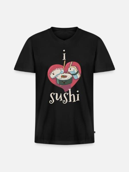 sushi - Men's Premium Organic T-shirt with V-neck - black