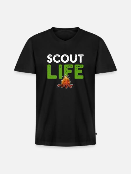 Scout camp fire - Men's Premium Organic T-shirt with V-neck - black