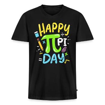 maths Pi Day - T-shirt encolure en V Premium bio Homme - noir - Devant - Nico (187cm)