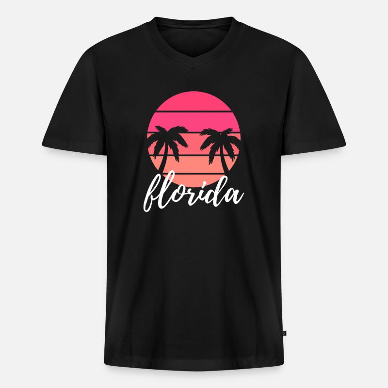 Florida - Männer Premium Bio T-Shirt mit V-Ausschnitt - Schwarz