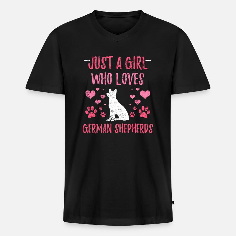Deutscher Schäferhund - Männer Premium Bio T-Shirt mit V-Ausschnitt - Schwarz