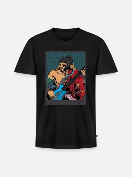 guitar player - Men's Premium Organic T-shirt with V-neck - black