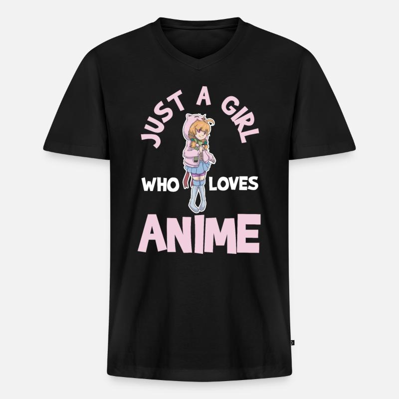 Anime - Männer Premium Bio T-Shirt mit V-Ausschnitt - Schwarz