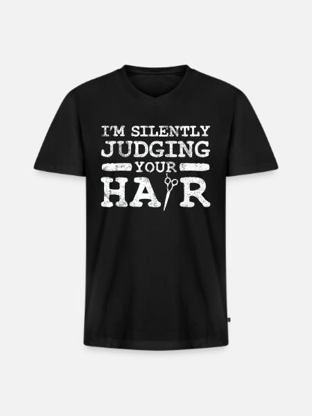 hairstyle - Men's Premium Organic T-shirt with V-neck - black
