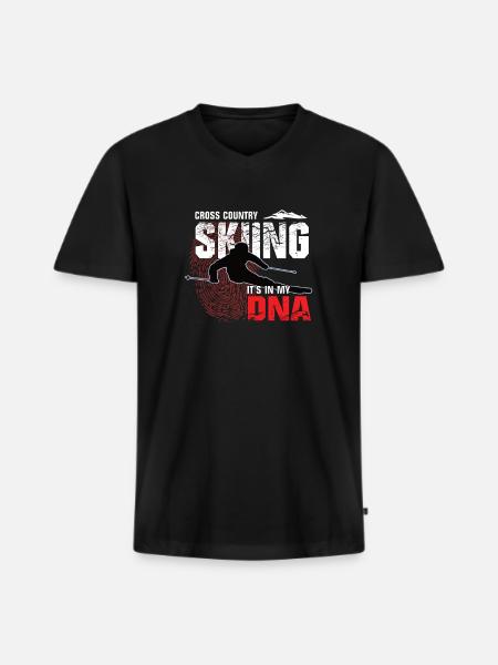 Skiing - it's in my DNA - Men's Premium Organic T-shirt with V-neck - black