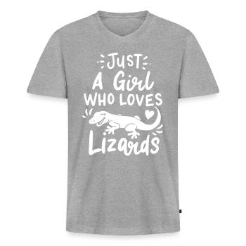 Terrarium de reptiles Gecko - T-shirt encolure en V Premium bio Homme - gris chiné - Devant